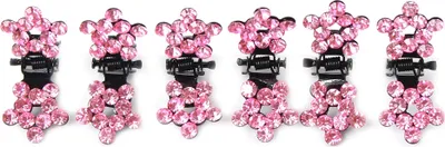 Produktbild von 6 x Mini Haarklammern in Sternen-Form mit Strass-Steinen bestückt Rosa