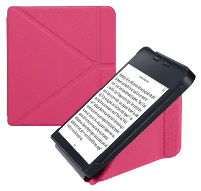 Produktbild von kwmobile Schutzhülle für Kobo Libra 2 Hülle - Kunstleder Case - eReader Klapphülle mit Auto Sleep Funktion - Cover mit Ständer - Neon Pink