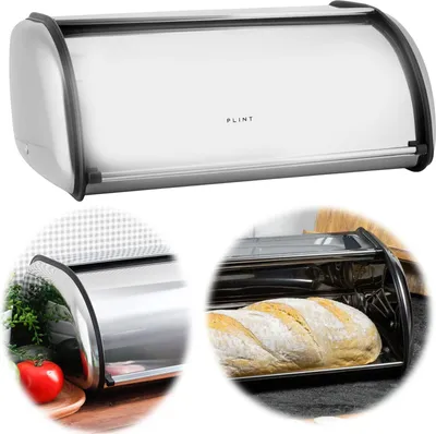 Produktbild von LS-LebenStil Vintage Brotkasten Chrom Silber  34cm Metall Retro Brotbox Brot Aufbewahrungskorb Rollbrotkasten Brotbehälter Brotdose mit Rolldeckel