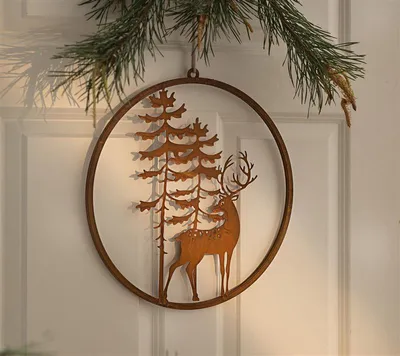 Produktbild von Dekohänger "Hirsch" aus Metall in Rost-Optik, Ø 38 cm, Dekoring