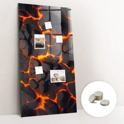 Obrázek produktu pro Magnetická Tabule na Zeď Skleněná - Memo Board Kleněnou Přední Stranou - 5 magnetů v balení - 60x120 cm - Sopečná láva