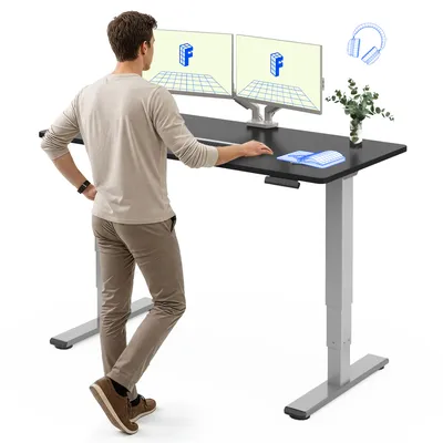 Immagine prodotto di Scrivania elettrica FlexiSpot regolabile in altezza 120x80cm con doppio motore, piano d'appoggio monoblocco da 25MM e telescopico a 3 pieghe EC5 LITE (nero)