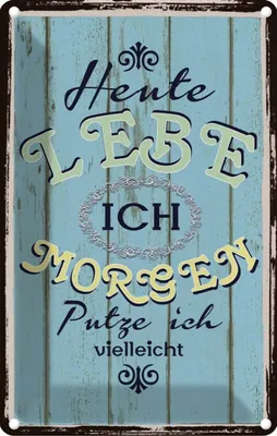 Produktbild von vianmo Blechschild 30x20 cm heute lebe ich morgen putze Spruch Zitat