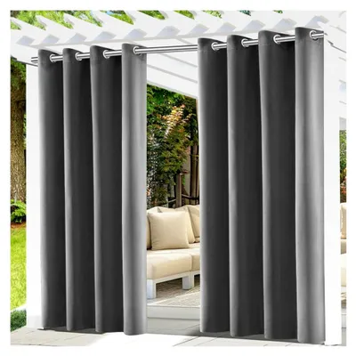 Produktbild von Outdoor Vorhang 2er Set, Wetterfeste Gardinen mit Ösen, Blickdicht, Sonnenschutz, für Terrasse, 132x215cm, Grau