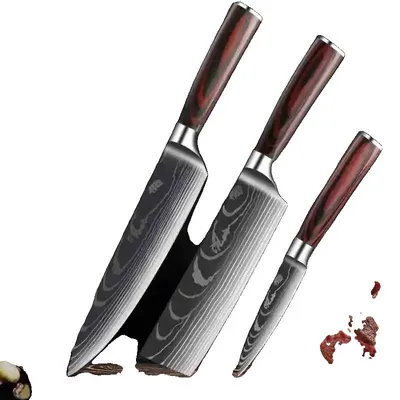 Produktbild von Küchenmesser Set, Hochkohlenstoff-Edelstahl, Ergonomischer Griff, AGF