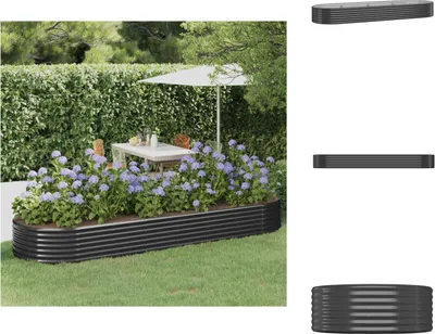 Immagine prodotto di vidaXL Letto rialzato in acciaio verniciato a polvere 322x100x36 cm antracite - Vasi e fioriere