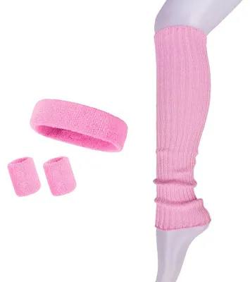 Produktbild von 4-teiliges Set Damen-Stirnband, Armband, Beinstulpen, schweißabsorbierend, Yoga, Pilates, Fitnessstudio, gestrickte Wadenkompressionsärmel, Trainingsaccessoire