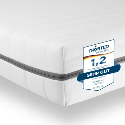 Produktbild von Matratze 90x200 - Kaltschaum Matratze H2, 7 Zonen Matratze atmungsaktiv, hygienisch - Bequeme Kaltschaummatratze 90x200, Orthopädische Matratze, Ergonomische Matratze, Matratze H2, Wendematratze, Orthopädische Matratze 90 x 200, Matraze 90x200, Matrazte 90x200, Schaumstoffmatratze H2,  , Schaumstoffmatratze 90 x 200, atmungsaktiv, Matratze Härtegrad 2, Matratze bis 100Kg, Versand als Rollmatratze