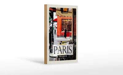 Produktbild von Holzschild Reise 12x18 cm Paris France Reisziel Stadt Cafe