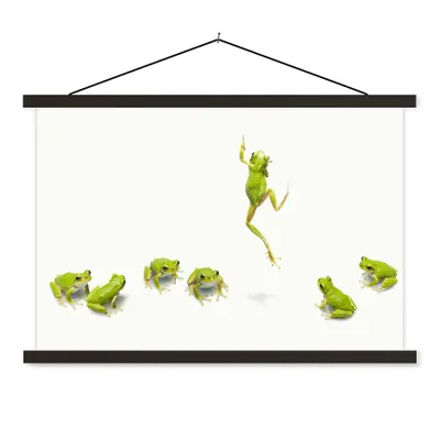 Produktbild von MuchoWow® Textilposter Frosch - Tiere - Grün 120x80 cm mit schwarzem Rahmen - Wanddeko