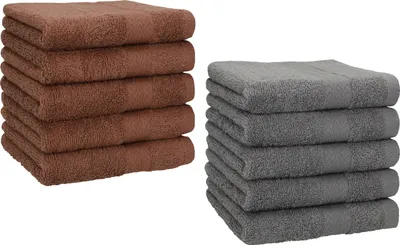 Produktbild von Betz 10 Stück Seiftücher 30x30 cm PREMIUM 100% Baumwolle  Farbe: nussbraun und anthrazit