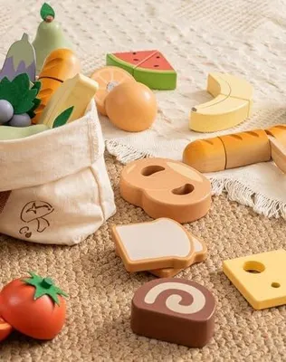 Zdjęcie produktu dla Zabawka kuchenna drewniana zestaw żywności do krojenia dla dzieci prezent