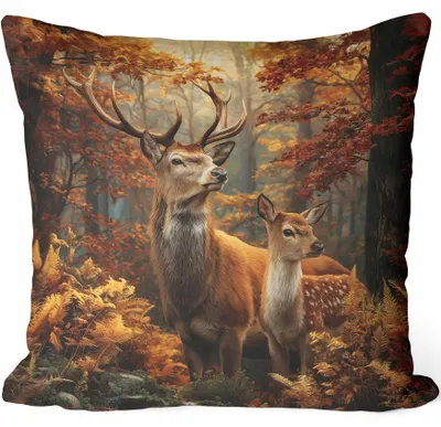 Produktbild von HomeView Herbstmotiv Dekorative Kissenhülle 40x40 cm Hirsch