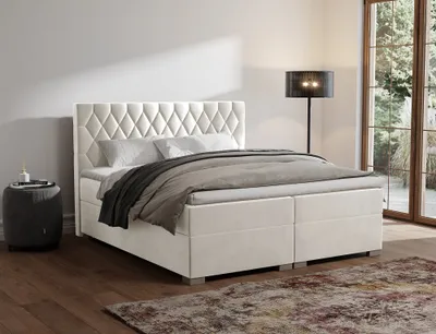 Produktbild von FurMeb24 - Boxspringbett , Ehebett  200x200cm CINDY  Hotelbett , Polsterbett , Doppelbett , inklusive TopperFarbe : Velutto 02