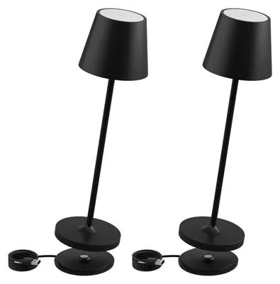LED-Tischlampe, dimmbar, Akku, 3000 K, schwarz, 2 Stück