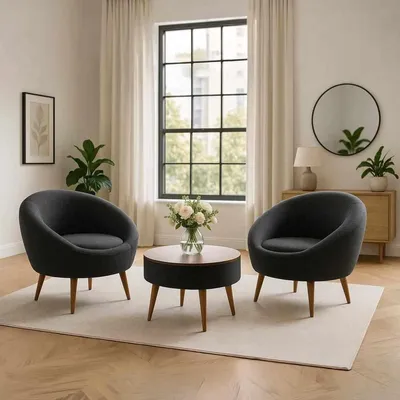Obrázok produktu pre Hanah Home, elegantná sada krčíka a konferenčného stolíka (3 kusy) – antracitová farba, 100% melamín