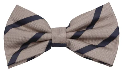 Produktbild von Fabio Farini - 1 Stück Herren Streifen Fliegen - Männer Querbinder Vorgebunden Bowtie Streifen - Beige/Anthrazit/Gold