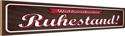 Produktbild von vianmo Holzschild 10x46 cm Wohlverdienter Ruhestand