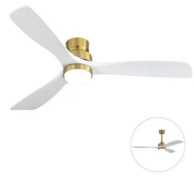 Zdjęcie produktu dla Wentylator sufitowy z oświetleniem LED i pilotem, średnica 52 cali, silnik DC, 6 stopni prędkości, 3 tryby barw światła, kolor biały