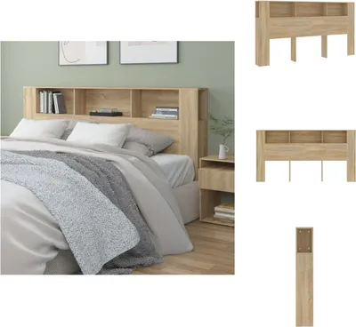 Produktbild von vidaXL Kopfteil mit Ablagen Sonoma-Eiche 200x18,5x104,5 cm - Kopf- & Fußenden