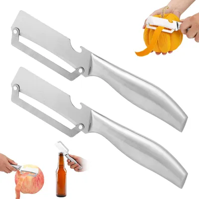 2-in-1 Gemüseschäler aus Edelstahl, 2 Stück, mit Flaschenöffner