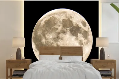 Produktbild von MuchoWow® Fototapete für Wohnzimmer oder Schlafzimmer Wandtapete Vinyl Motivtapete Mond - Weltraum - Schwarz - 220x220 cm - Tapeten