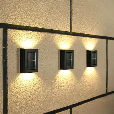 Produktbild von 4er Set Solarlampen Wandleuchte, Außen LED Wandlampe, Up Down Licht, IP65 Schwarz, Garten Terrasse Treppe, Dekorative Beleuchtung