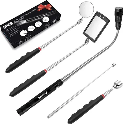 Image de Outil d'inspection télescopique Lampe LED Miroir Aimant Lot de 5