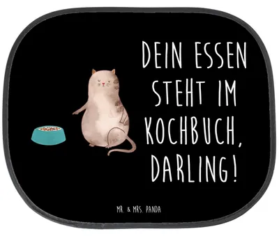 Produktbild von Mr. & Mrs. Panda Autoscheiben Sonnenschutz Katze Fressen - Schwarz - Geschenk, Scheibenschutz Auto, Autosonnenschutz, Seitlicher, Fenster