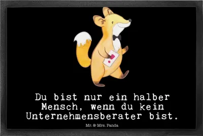 Produktbild von Mr. & Mrs. Panda Gummimatte Unternehmensberater Herz 40 x 60 cm - Schwarz - Geschenk, Fußabtreter, Schmutzfangmatte, fußmatte, Fußabstreifer, Schmutzmatte, Bodenvorleger