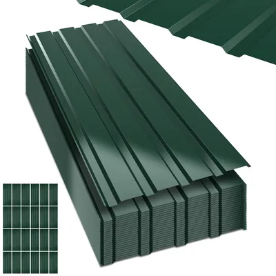 Image de Vigevee 24 x tôle trapézoïdale 115 cm x 45 cm = 12 m² de tôle de toiture pour abri de jardin/carport, galvanisée verte, tôle profilée, tôle murale, tôle de toiture, tôle ondulée, panneaux de toiture