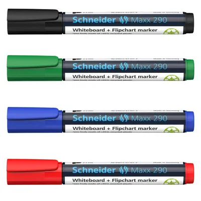 Immagine prodotto di Schneider 50-129084 Confezione da 4 pennarelli per lavagne e lavagne a fogli mobili Maxx 290 colori assortiti