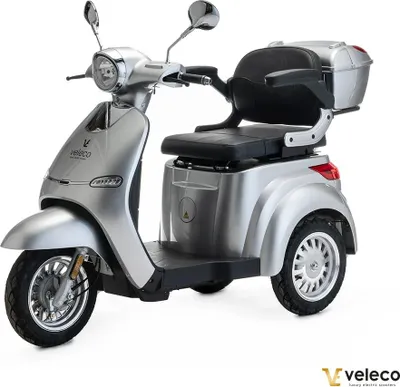 Immagine prodotto di Veleco Cristal - monopattino 3 ruote - design moderno - completamente assemblato - 1000W - ruote grandi - triciclo - monopattino elettrico - e-scooter - (argento)