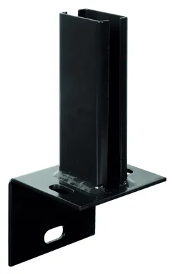 Produktbild von Alberts Pfostenträger für Zaunpfosten auf L-Randsteinen | zum Aufschrauben | feuerverzinkt, schwarz kunststoffbeschichtet | Platte 94 x 100 mm