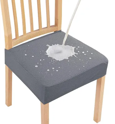 Produktbild von Stuhlhussen 4er Set Grau Wasserdicht Elastisch Polyester Esszimmer Bankett Hotel Waschbar