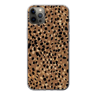 Produktbild von MuchoWow® Handyhülle Schutzhülle Hülle für iPhone 12 Pro Max Tiermuster - Luxus - Gold - Braun Silikon Softcase Handy Hülle - Hartschale