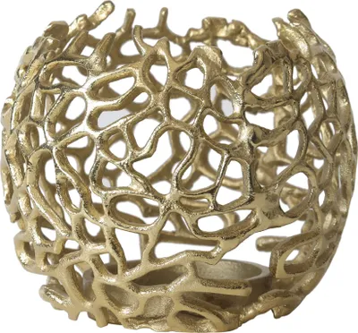 Produktbild von Aluminium Kerzenständer 'Lea' (Größe: L) - Teelichthalter gold, Kerzenhalter, Kerzenleuchter, Tischdeko, Gastgeschenk und Hochzeitdekoration , 16x16x13h Metall