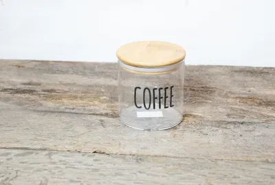 Produktbild von Vorratsdose Kaffee Glas mit Holzdeckel Kaffeedose Aufbewahrung Landhausstil