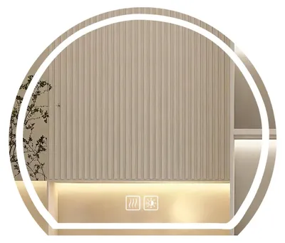 Image de Miroir de salle de bain LED éclairé, variateur d'intensité, miroir mural antibuée, interrupteur tactile, lumière tricolore, fonction mémoire, couleur argent, 80x73 cm