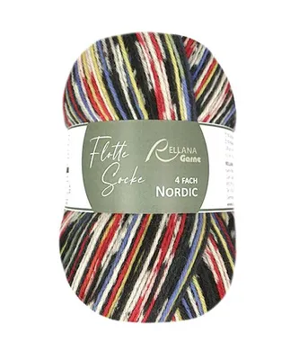 Produktbild von Rellana Nordic feine 4-fädige Sockenwolle 75% Schurwolle/25% Polyamid 100g 420 m 3173