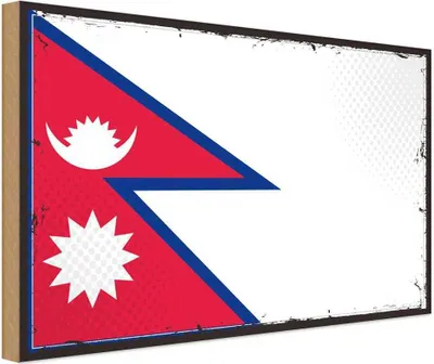 Produktbild von vianmo Holzschild 12x18 cm Nepals Nepal Flagge Fahne Wappen