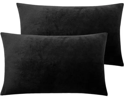 Produktbild von 2er-Set Kissenbezug 40 x 80 cm Samt Zierkissenbezüge Weich Kuschelig Schwarz