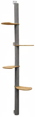Productafbeelding van 205 cm hoge wandkrabpaal met 4 plateaus voor katten - Sisal krabpaal voor wandmontage