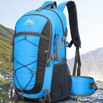 Produktbild von 36-55L Trekkingrucksack, Herren/Damen Wasserdichter Rucksack, Reiserucksack, Schulrucksack, Outdoorrucksack für Wandern, Trekkingstöcke, Blau