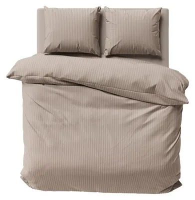 Produktbild von Bettwäsche, Damast-Bettwäsche, 100 % Baumwolle, Streifen 200x220 Taupe