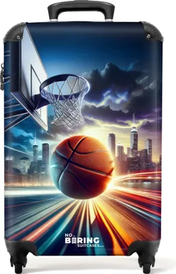 Obrázok produktu pre NoBoringSuitcases.com Detský kufor na príručnú batožinu 55x35x20 cm, 36L, cool potlač pre chlapcov: Farebný - basketbalový, kufor so 4 kolieskami
