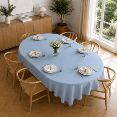 Produktbild von Tischdecke 160 x 220 cm oval für Küche & Esstisch in Blaugrau