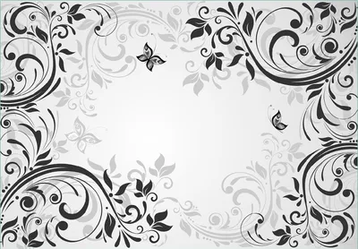 Produktbild von Wallario Fototapete Vliestapete, seidenmatte Oberfläche, einfache Verarbeitung, Größe 400 x 280 cm, Motiv Schnörkelmuster mit Schmetterlingen