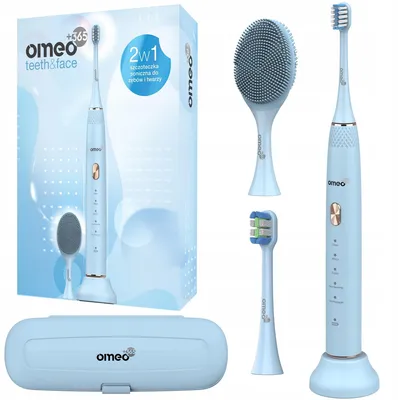 Immagine prodotto di OMEO | Spazzolino sonico +365 Teeth&Face - Blu - 5 programmi di pulizia - Custodia da viaggio inclusa