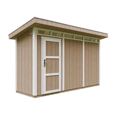 Zdjęcie produktu dla Szopa ogrodowa jakości premium 4,3m² + podłoga + płytki bitumiczne - W161xL411xH239 cm TIMBELA M902 - TERRA BROWN